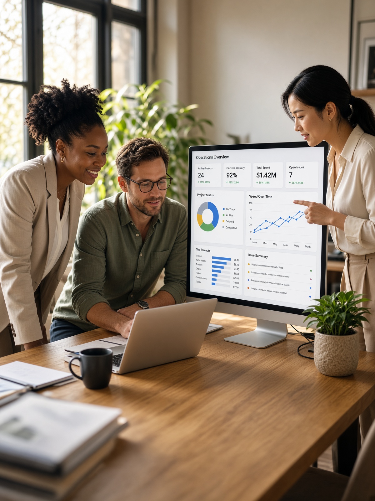 Global Digix team working with a client operations dashboard